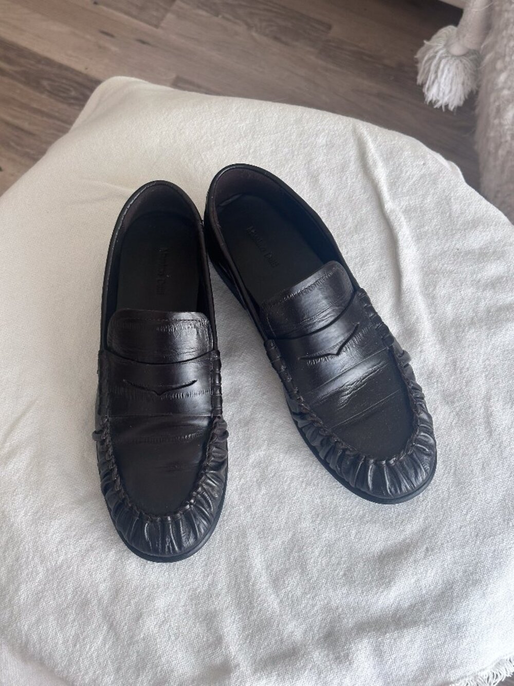 Massimo Dutti Embossed leather loafers in brown | Size:37